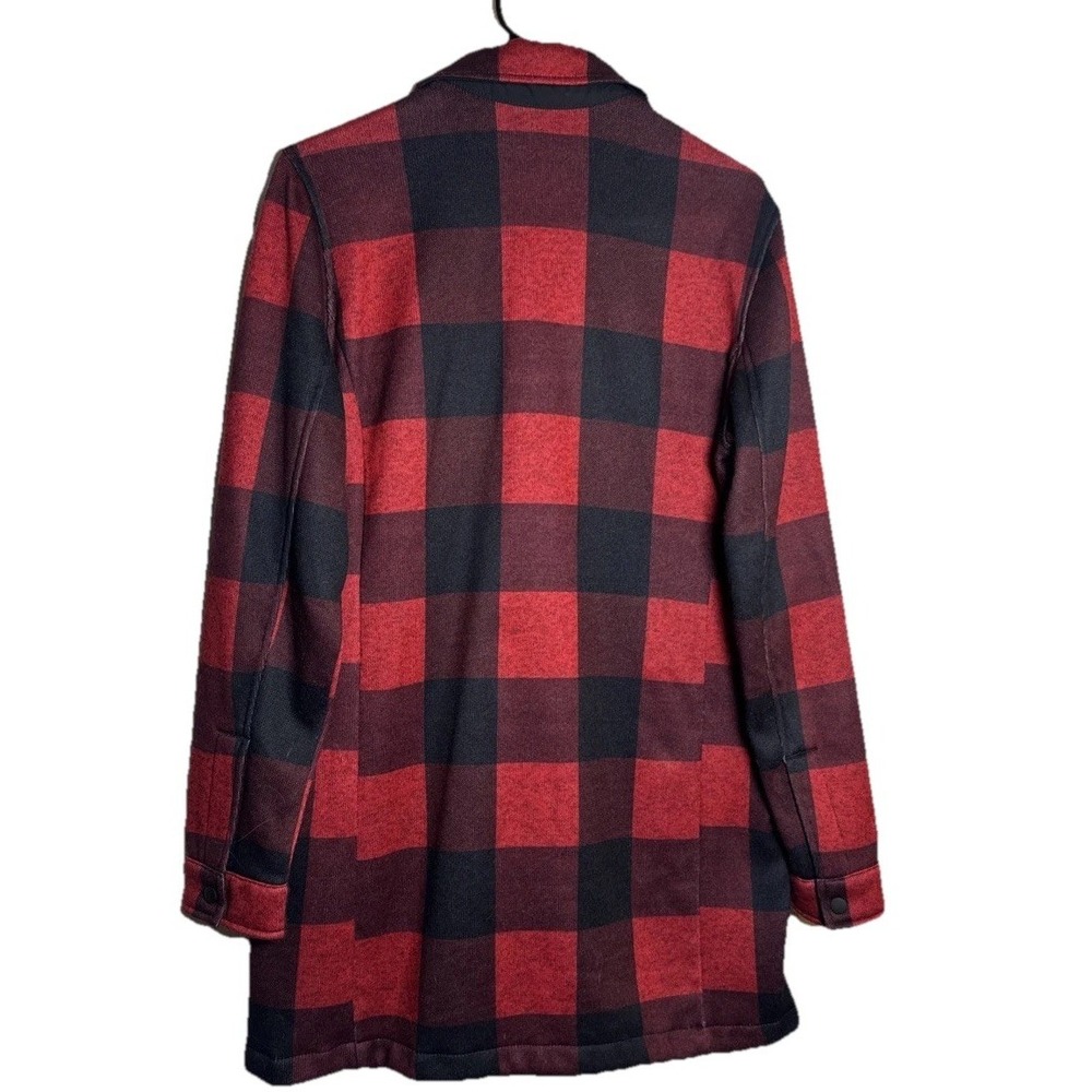 Lands' End Women's Red Black Buffalo Plaid‎ Fleece Shirt Jacket Snap Front Small - Picture 8 of 8